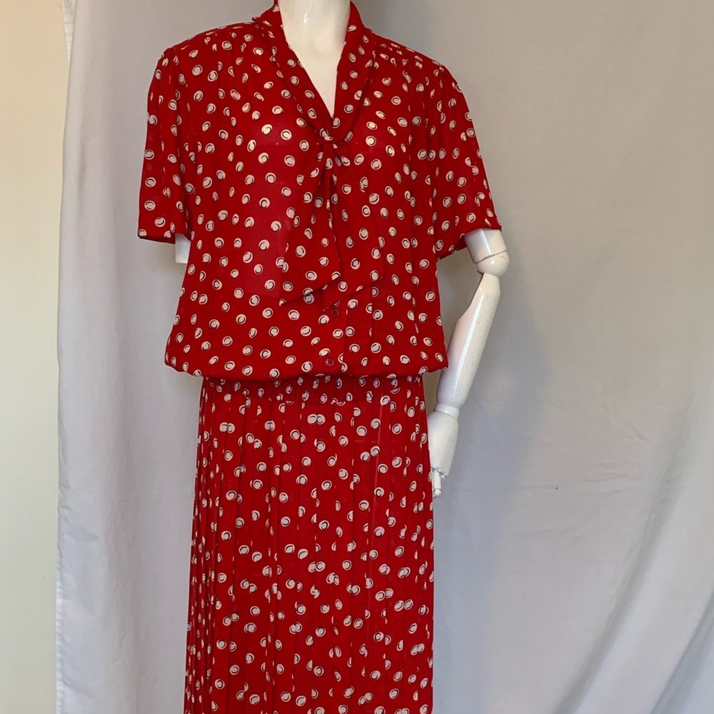 Vintage two piece outfit blouse, pleaded skirt